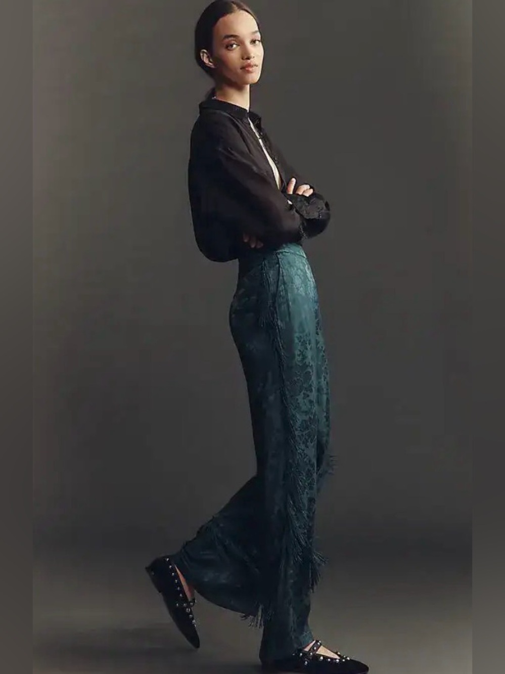 Anthropologie Patterned Fringe Trouser Pants